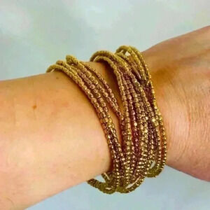 Stella & Dot Gold-Tone Multi Strand Wire Beaded Wrap Bracelet